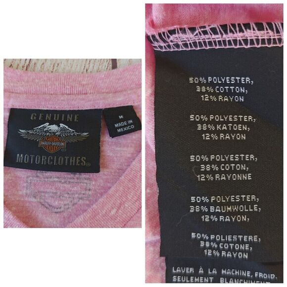 Harley Davidson pink label V-neck logo tee sz M - Picture 12 of 13
